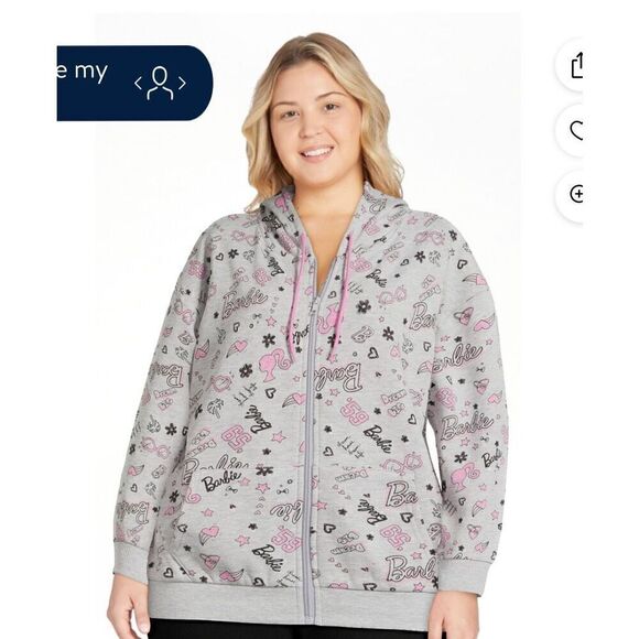 Plus 3xl /xxxl juniors Barbie novelty logo graffiti graphic  hooded sweatshirt - Picture 2 of 9